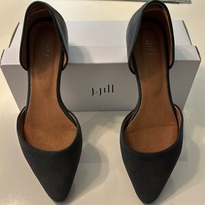 COPY - JJill grey suede D’orsay leather flat cut out loafer